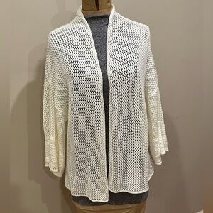 Cream Open Knit Cardigan with Relaxed Fit